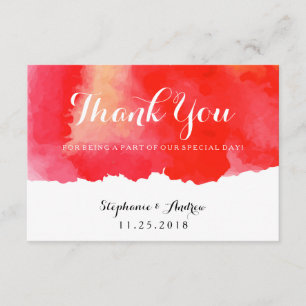 Cartão De Agradecimento Obrigado vermelho romântico do casamento da