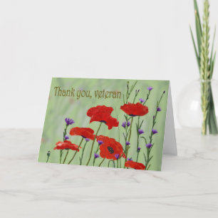 Cartão De Agradecimento Obrigado Veterano com Poppies