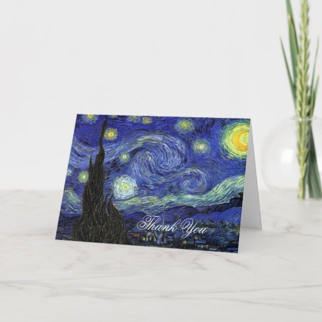Cartão De Agradecimento Obrigado. Vincent van Gogh, Noite Estrelada (Frente)