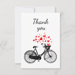 Cartão De Agradecimento Obrigado Vintage Bike Love Hearts