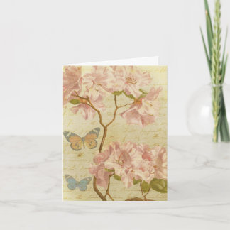 Cartão De Agradecimento Obrigado Vintage Pink Rhododendron Elegant Floral