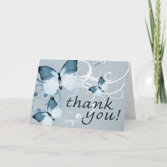 Cartão De Agradecimento obrigado você: borboletas: (Frente)