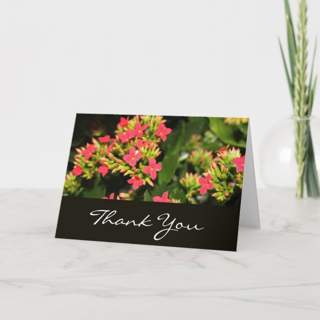 Cartão De Agradecimento obrigado você, flores vermelhas (Frente)