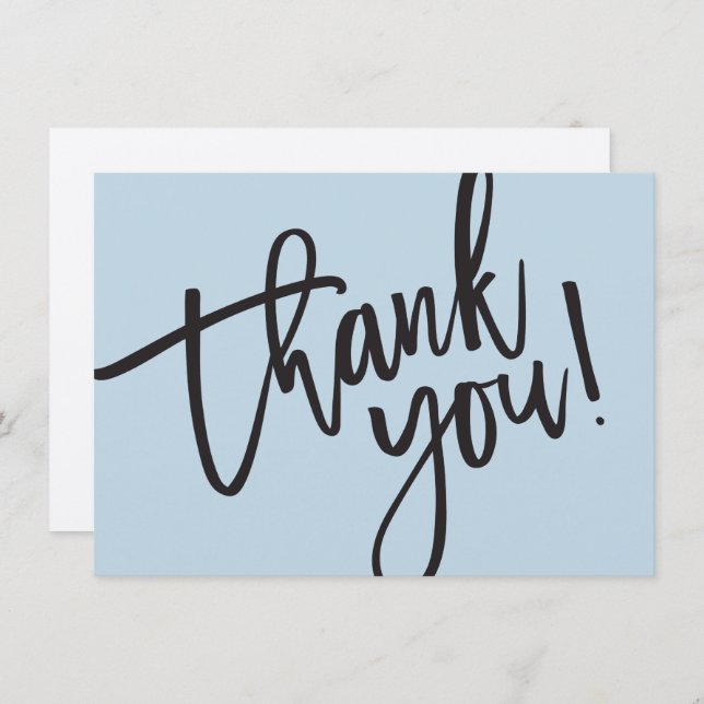 Cartão De Agradecimento OBRIGADO VOCÊ O script moderno insere o azul bebê (Frente/Verso)