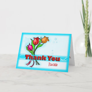 Cartão De Agradecimento OBRIGADO VOCÊ PROFESSORA flores bonitinhas de dese