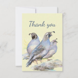 Cartão De Agradecimento Obrigado Watercolor California Quail Bird Nature
