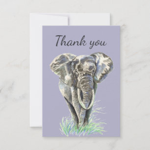 Cartão De Agradecimento Obrigado Watercolor Elephant Willife Nature