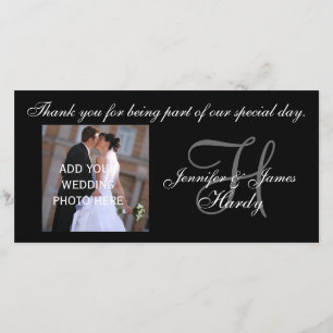 Cartão De Agradecimento Obrigado Wedding você monograma H e mensagem