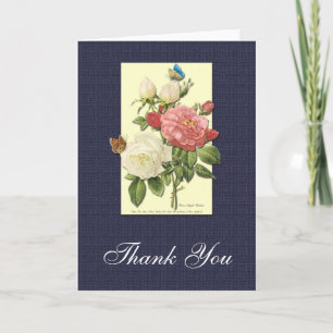 Cartão De Agradecimento Obrigado White e Rosa vermelha Botanic Card