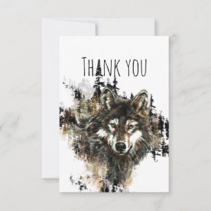 Cartão De Agradecimento Obrigado, Wolf Mountain Animal Art