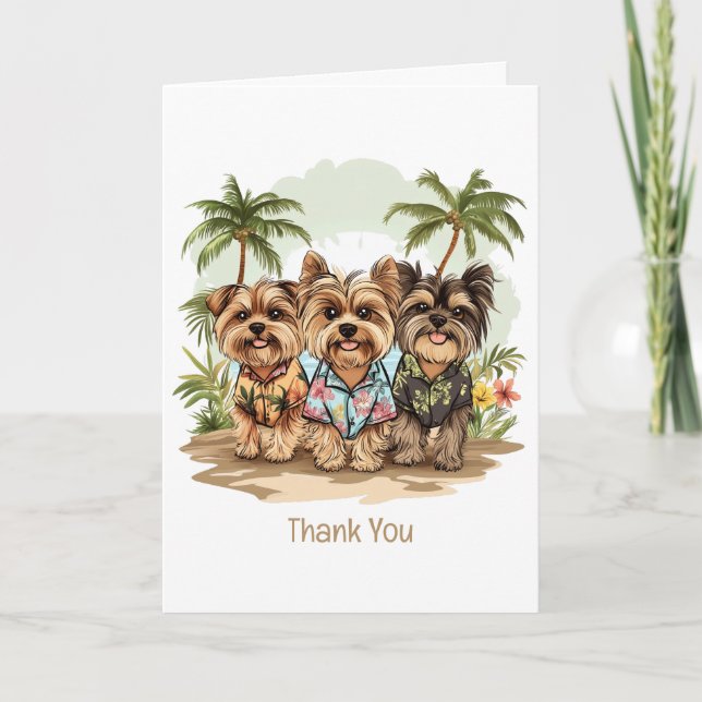Cartão De Agradecimento Obrigado Yorkshire Terrier Dogs Hawaiian Shirts (Frente)