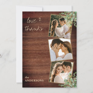 Cartão De Agradecimento Obrigados 3 Foto de Casamento de Verde Botânico