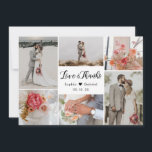 Cartão De Agradecimento Obrigados 6 Foto Collage Casamento Obrigado<br><div class="desc">Cartões de agradecimentos de Casamento de Colagem de Fotos Branco e Preto 6, moderno e elegante "Obrigados e amor". modelo de cartões de agradecimentos de casamento com seis (6) fotos na frente e uma (1) foto no verso. Com o roteiro "Amor e Obrigados" em uma caligrafia manuscrita em preto sobre...</div>