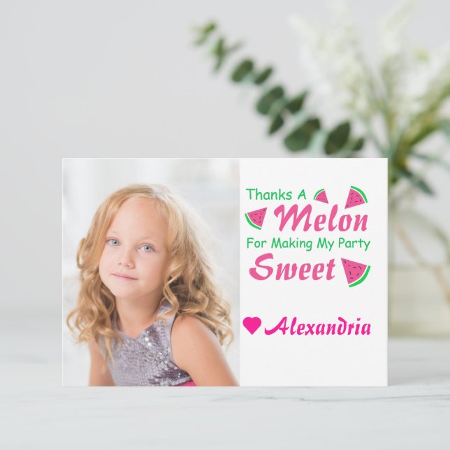 Cartão De Agradecimento Obrigados A Melão de Melão (Em pé/Frente)