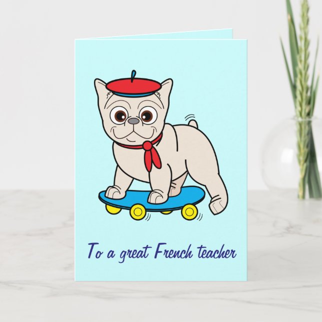 Cartão De Agradecimento Obrigados ao meu professor de francês (Frente)