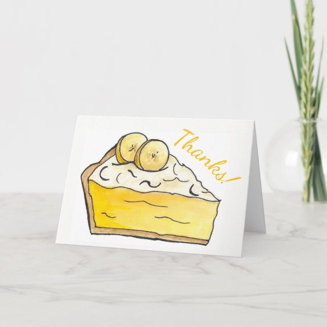 Cartão De Agradecimento Obrigados! Banana Cream Pie Slice Dessert Foodie C (Frente)