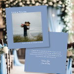Cartão De Agradecimento Obrigados de Amor Azul Claro Casamento de Foto e N<br><div class="desc">Este simples casamento de agradecimentos aos cartões apresenta uma design minimalista com sua foto em um fundo azul claro e empoeirado. A legenda justificada à esquerda na frente lê Amor e Obrigados, com seus nomes justificados logo abaixo dando ao cartão um olhar moderno e simétrico. As costas têm espaço para...</div>