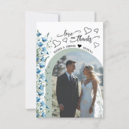 Cartão De Agradecimento Obrigados de amor Blue Wildflower Photo Código QR