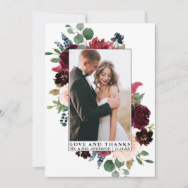 Cartão De Agradecimento Obrigados De Amor Com Moldura Floral Elegante Wate