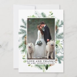 Cartão De Agradecimento Obrigados De Amor De Pine De Água, Greenery, Casam