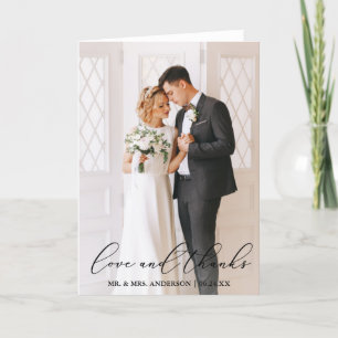 Cartão De Agradecimento Obrigados De Amor Dobra De Foto De Casamento De Ca