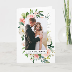 Cartão De Agradecimento Obrigados De Amor Elegante Dobra Floral Cor De Ág