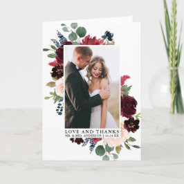 Cartão De Agradecimento Obrigados De Amor Floral Elegante