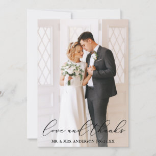 Cartão De Agradecimento Obrigados De Amor Foto De Casamento De Caligrafia