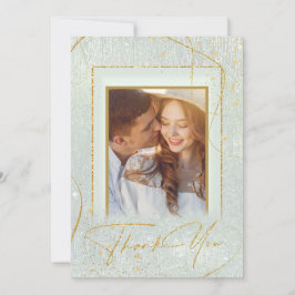 Cartão De Agradecimento Obrigados de Casamento de Abstrato Dourado Linhas