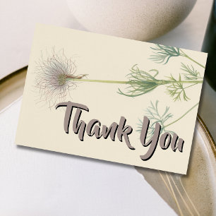 Cartão De Agradecimento Obrigados de Vintage Pasqueflower Botanical Waterc