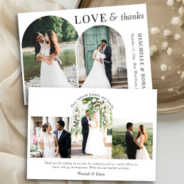 Cartão De Agradecimento Obrigados e Amar Arches Legais Foto de Casamento