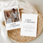 Cartão De Agradecimento Obrigados e amor - Casamento de Foto Rustic Boho<br><div class="desc">Expresse sua sincera gratidão de uma forma muito rápida com estas fotos fotônicas, obrigado, cartas. Apresentando um roteiro suave e manuscrito sobre uma foto em preto e branco, esta design é perfeita para capturar a elegância natural de sua celebração de casamento. Deixe sua foto favorita de casamento espiar a mensagem...</div>
