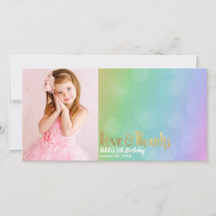 Cartão De Agradecimento Obrigados e amor de aniversário do Rainbow Photo