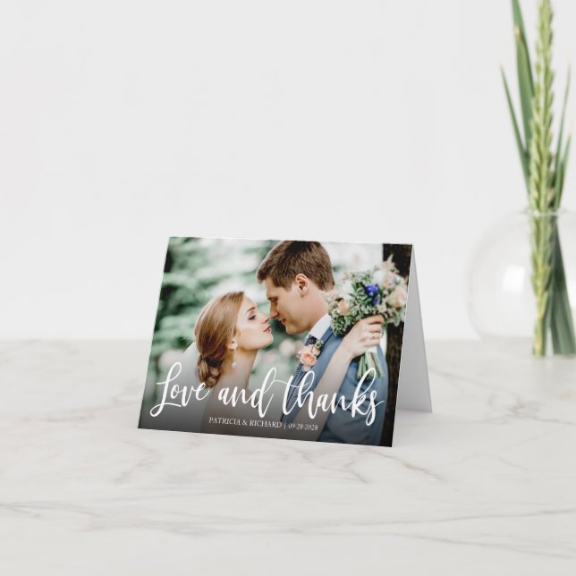 Cartão De Agradecimento Obrigados E Amor Elegante Foto, Obrigado (Frente)