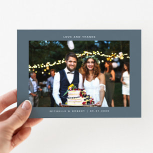 Cartão De Agradecimento Obrigados e amor Foto simples de casamento Folha a
