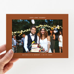 Cartão De Agradecimento Obrigados e amor Foto simples de casamento Terraco