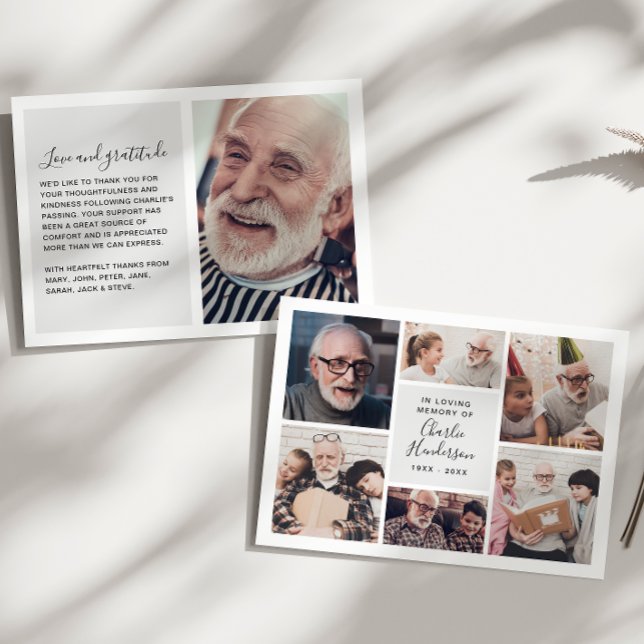 Cartão De Agradecimento Obrigados e amor moderno - Funeral de 7 fotos/Bere (Criador carregado)
