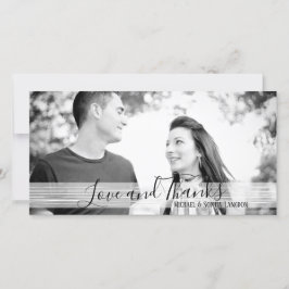 Cartão De Agradecimento Obrigados e amor preto e branco modernos