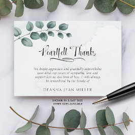 Cartão De Agradecimento Obrigados Funerários Feitos de Água Folhas Verdes