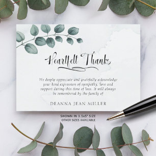 Cartão De Agradecimento Obrigados Funerários Feitos de Água Folhas Verdes