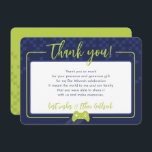 Cartão De Agradecimento OBRIGADOS MODERNOS PARA JOGOS Bar marinho Mitzvah<br><div class="desc">pelo kat massard >> www.simplysweetPAPERIE.com <<< Um design simples para seus OBRIGADOS COM AS PLACAS FLAT - para corresponder aos seus convites principais. Adorei o design, mas gostaria de ver algumas mudanças - outro esquema de cores, produto, adicionar uma foto ou adaptado para uma ocasião diferente - sem preocupações, simplesmente...</div>