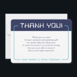 Cartão De Agradecimento OBRIGADOS MODERNOS PARA JOGOS Bar Mitzvah marinho<br><div class="desc">pelo kat massard >> www.simplysweetPAPERIE.com <<< Um design simples para seus OBRIGADOS COM AS PLACAS FLAT - para corresponder aos seus convites principais. Adorei o design, mas gostaria de ver algumas mudanças - outro esquema de cores, produto, adicionar uma foto ou adaptado para uma ocasião diferente - sem preocupações, simplesmente...</div>