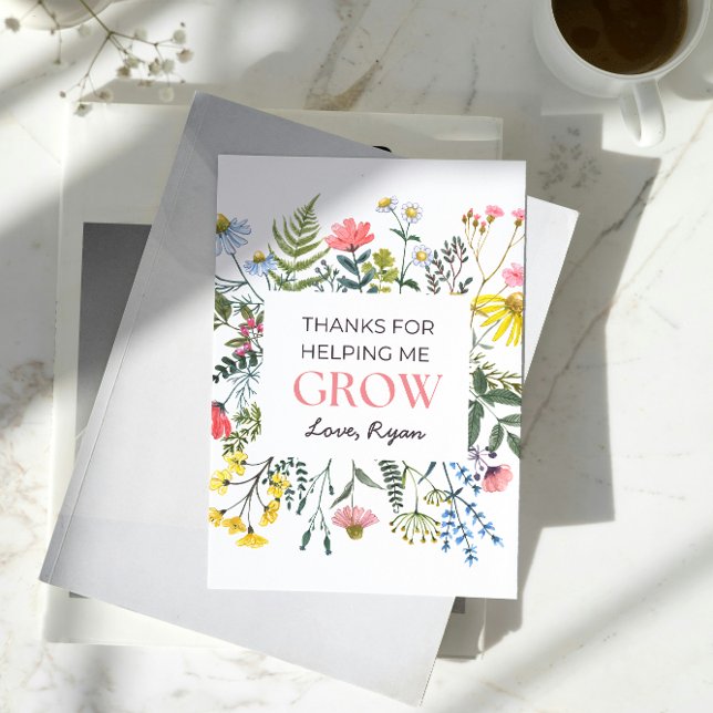 Cartão De Agradecimento Obrigados para me ajudar a fazer crescer professor (Criador carregado)