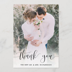 Cartão De Agradecimento Obrigados pontilhados   Foto De Casamento Obrigado