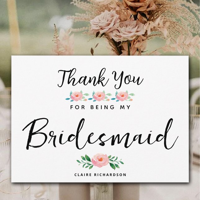 Cartão De Agradecimento Obrigados por ser minha madrinha | MADRINHA DE CAS (Thanks for Being My Bridesmaid | Maid of Honour Thank You Card)