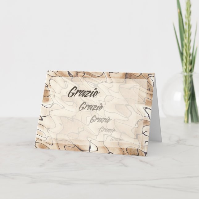 Cartão De Agradecimento Obrigados repetidos no italiano (Frente)