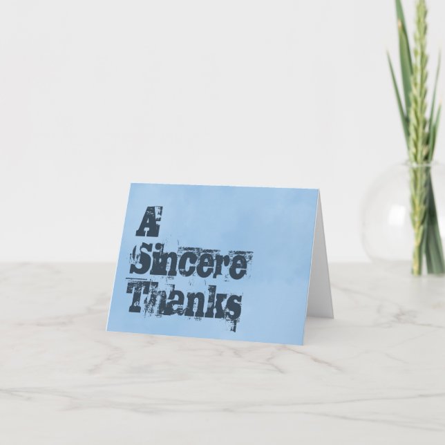 Cartão De Agradecimento Obrigados Sinceros Azul (Frente)