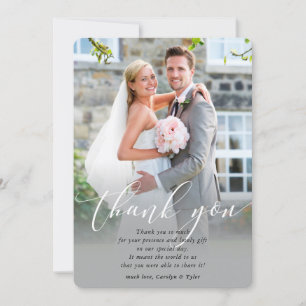 Cartão De Agradecimento Obrigados WEDDING fotografia calligrafia elegante