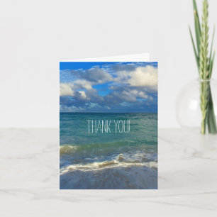 Cartão De Agradecimento Ocean Beach View Turquoise Thank You Note