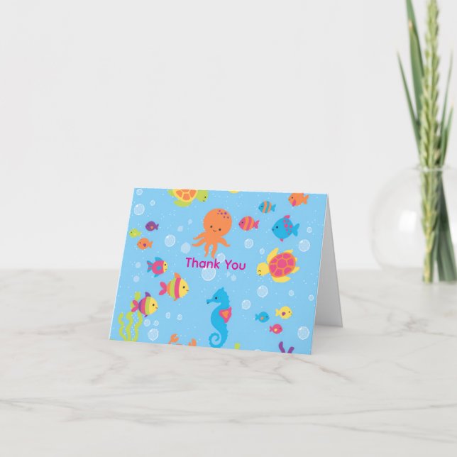 Cartão De Agradecimento Ocean Dreams Turtle and Fish Thank You Card (Frente)